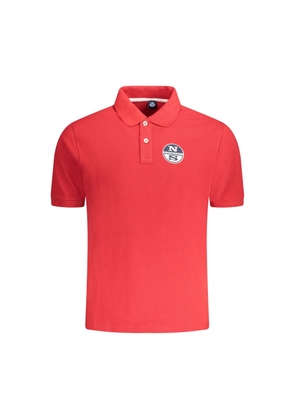 Red Cotton Men Polo Shirt - S