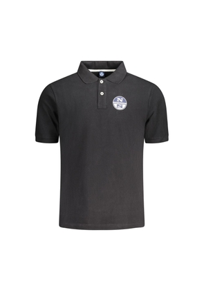Black Cotton Mens Polo Shirt - S