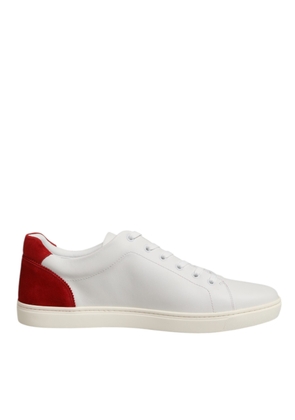 Dolce & Gabbana White Red Leather Low Top Men Sneakers Shoes - EU40/US7