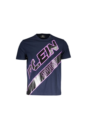 Blue Cotton Men T-Shirt - L