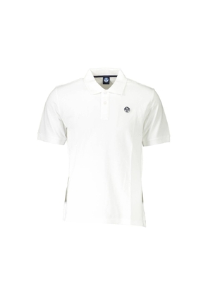 White Cotton Men Polo Shirt - M