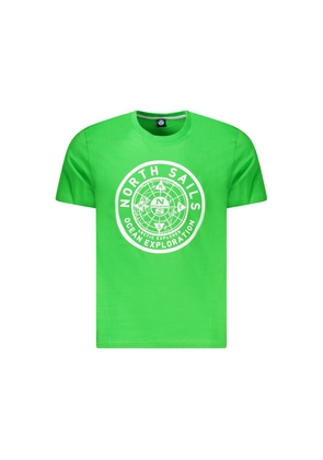 Green Cotton Men T-Shirt - S