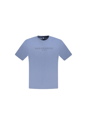 Blue Cotton Men T-Shirt - S