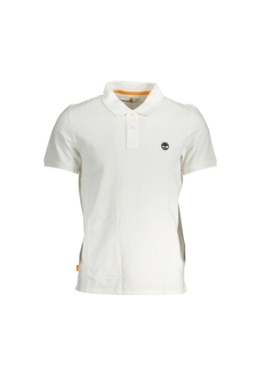White Cotton Men Polo Shirt - S