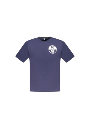 Blue Cotton Men T-Shirt - S