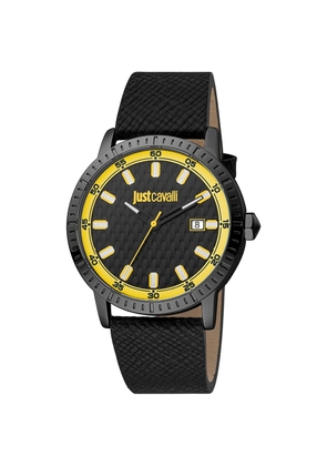 Just Cavalli Black Leather Dress Watch