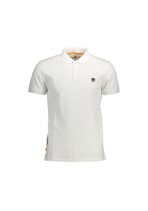 White Cotton Men Polo Shirt - S