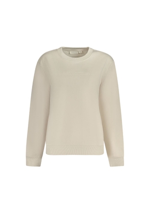 Beige Cotton Women Sweater - L