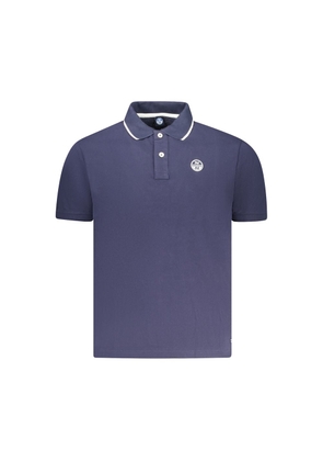 Blue Cotton Men Polo Shirt - S