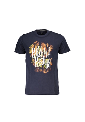 Blue Cotton Men T-Shirt - L