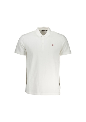 White Cotton Men Polo Shirt - S