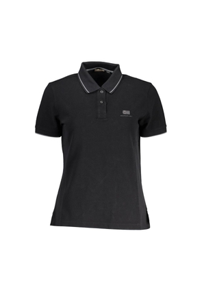 Black Cotton Women Polo Shirt - S