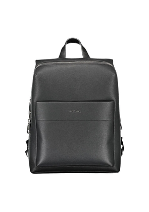 Black Polyester Men Backpack