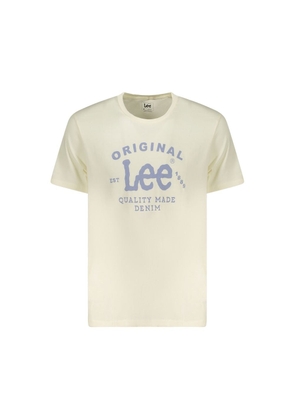 Beige Cotton Men T-Shirt - L