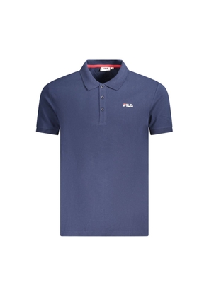 Blue Cotton Men Polo Shirt - S