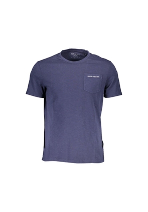 Blue Cotton Men T-Shirt - S