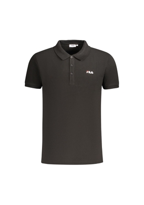 Black Cotton Men Polo Shirt - S