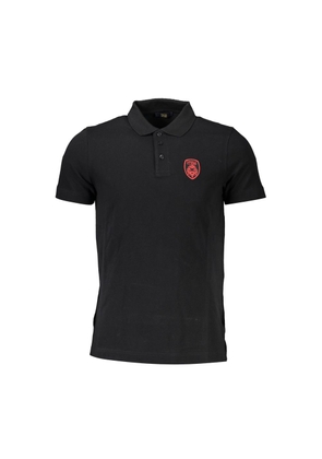 Black Cotton Men Polo Shirt - M