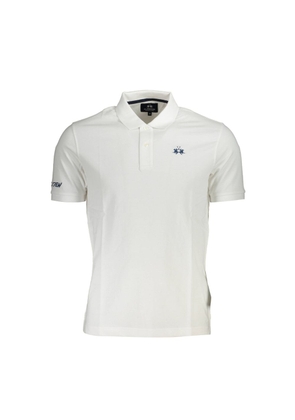 White Cotton Men Polo Shirt - XL