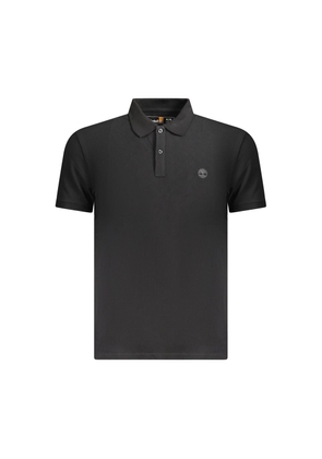 Black Cotton Men Polo Shirt - S