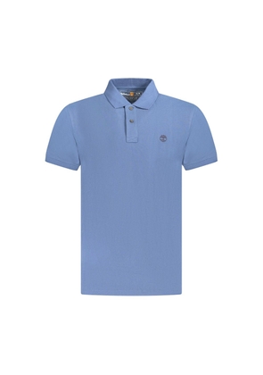 Blue Cotton Men Polo Shirt - S
