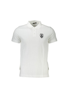White Cotton Men Polo Shirt - M
