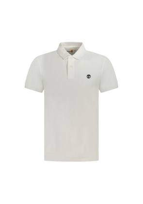 White Cotton Men Polo Shirt - L