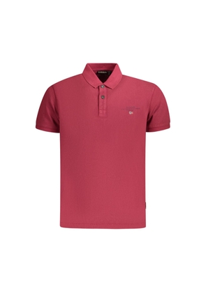 Red Cotton Men Polo Shirt - S
