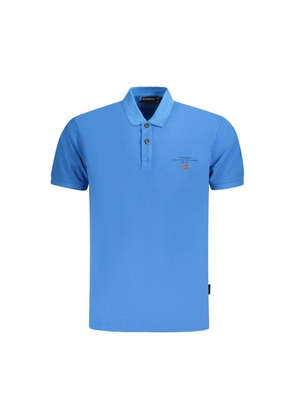 Blue Cotton Men Polo Shirt - S