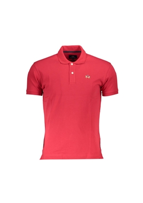 Red Cotton Men Polo Shirt - S