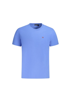 Blue Cotton Men T-Shirt - S