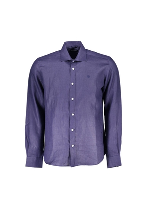 Blue Linen Men Shirt - M