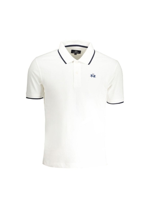 White Cotton Men Polo Shirt - M
