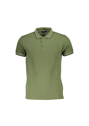 Green Cotton Men Polo Shirt - M