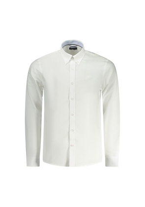 White Cotton Men Shirt - S