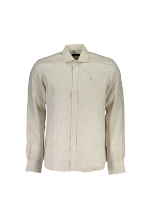 Beige Linen Men Shirt - M