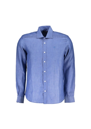 Blue Linen Men Shirt - S