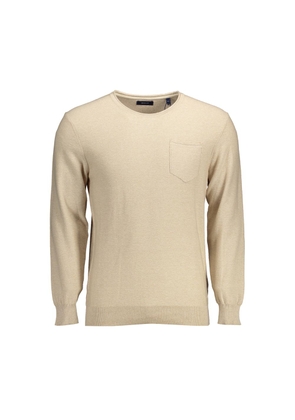 Beige Cotton Men Sweater - S