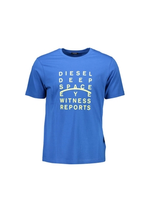 Blue Cotton Men T-Shirt - M