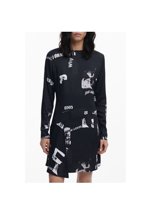 Desigual Black Elastane Dress - XS