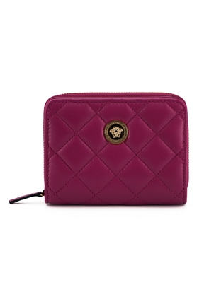 Versace Purple Nappa Leather Bifold Zip Around Wallet