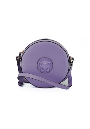Versace Purple Calf Leather Round Disco Shoulder Bag
