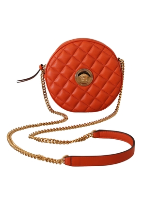 Versace Red Nappa Leather Medusa Round Crossbody Bag
