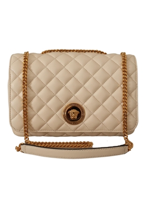 Versace White Nappa Leather Medusa Shoulder Bag