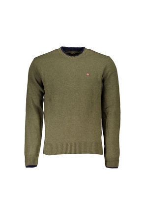 Green Fabric Men Sweater - S