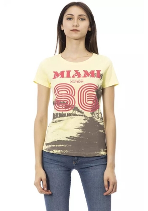 Trussardi Action Chic Yellow Short Sleeve Tee With Front Print - XS