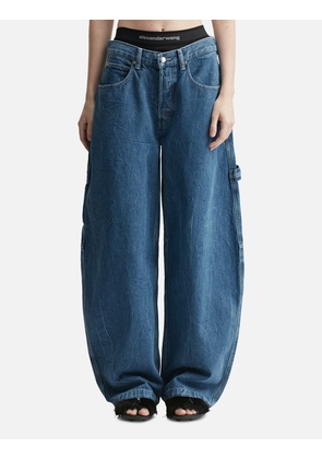 Prestyled Mid Rise Oversized Jean with Logo Elastic