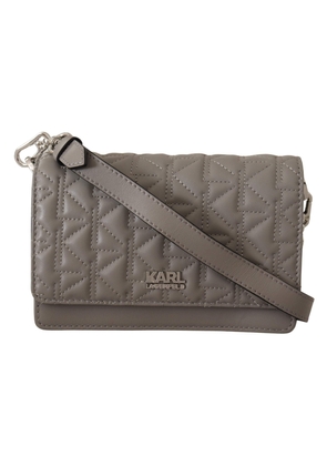 Karl Lagerfeld Light Grey Leather Crossbody Bag