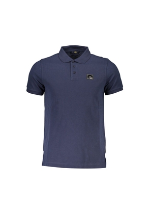 Blue Cotton Men Polo Shirt - M