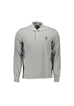 Gray Cotton Men Polo Shirt - XXL